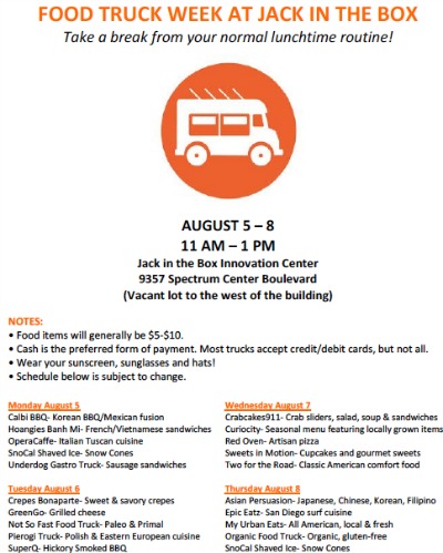 Food Truck Week at Jack in the Box: Aug. 6-8